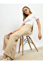 Textured High Rise Wide Leg Pants with Buttons Detail - 6