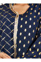 Foil Printed Collared Jalabiya with Lace Trim - 4
