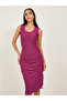 Striped Ruched Sleeveless Sheath Midi Dress - 3