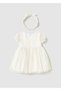 Baby Girl Tulle Dress with Headband Cream - 3