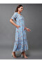 All-Over Printed Ruched Detail A-Line Maxi Dress - 2