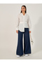 Solid Button-Down Collar Plain Shirt with Belted - 2