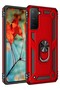 Galaxy S21 Case with Ring Magnetic Vega Cover Red + Glass Screen Protector
