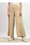 Textured High Rise Wide Leg Pants with Buttons Detail - 2