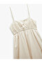 Lined Embroidery Detail Viscose Linen Blend Thin Strap Dress - 6