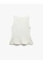 Crepe Scuba Fabric Square Neck Sleeveless Peplum Blouse - 4