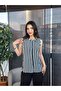 Women's Black White Vertical Stripes Sleeveless Button down Shirt Blouse |   Stylish and Casual Office Style