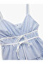 Folded Lace-Up Straps Gingham Mini Dress - 6