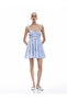 Folded Lace-Up Straps Gingham Mini Dress - 2