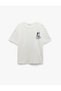 Short Sleeve Crew Neck Cotton Cat Printed Oversize T-Shirt - 4