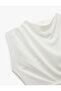 Accessory Detailed Aerobin Fabric Draped Collar Tank Top - 5
