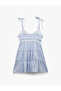 Folded Lace-Up Straps Gingham Mini Dress - 5
