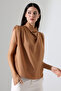 Women's Degaje Collar Flowing Blouse with Padded Shoulders - 4