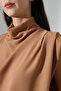 Women's Degaje Collar Flowing Blouse with Padded Shoulders - 2