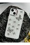 Apple iPhone 13 - 14 - 15 Compatible Pearlescent Metal Butterfly Epoxy Silicone Phone Case - 2