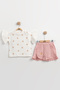 Muslin Baby Girl Shorts Set with Teddy Bear 100% Cotton - 2