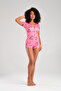 Printed and Buttoned Nightwear Jumpsuit / Homewear Pajamas Comfortable Use Short Sleeve Jumpsuit - 2