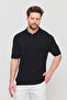 Soria Men's Black Cotton Blended Self-Striped Polo Neck Slim Fit Knitwear