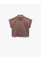 Single Pocket Detailed Short Sleeve Modal Fabric Crop Shirt - 3