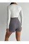 Double Slit Jacquard Mini Shorts Skirt - 3
