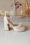 Women's 10 cm Platform White Pearl Bridal Shoes - 2