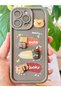 iPhone 13 Pro Max Case Designed Patterned Camera Protected Teddy Bear Coffee Soft Silicone Cover - 3