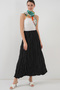 Women's Long Crinkle Skirt 8042 - Black