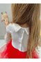 Girl's Ribbon Tulle Skirt Short Sleeve Dress - 5