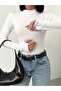 Women's Finger Detailed Finger Interlocking Body Long Sleeve Fisherman White Finger Interlocking Blouse - 5