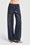 Women's Denim Tint Color Low Waist Super Wide Leg Fit Denim Pants - 3