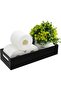 Black Acrylic Toilet Paper Holder with Storage - Tank Tray with Handles for Bathroom Decor