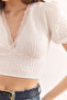 Women's White Lace Detailed Crop Wrap Blouse Blz-19002937 - 5