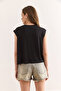 Women's Black Sleeveless Crop Flowy Top Blouse Blz-19002931 - 6