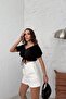 Madonna collar, shoulder low-cut, front pleated crop blouse black rb2801 - 5