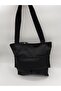 Women's Black Hand and Shoulder Bag-Fabric Tote Bag - 2