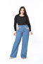 Women's Large Size Blue Stone Embroidered High Waist 5 Pocket Jeans 65N38895 - 8