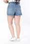Women's Large Size Blue Ripped Detailed 5-Pocket Denim Shorts 65N38914 - 6