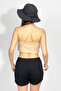 100% Cotton Women's Ribbed Striped Slim Shorts Black - 7