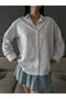 Women's White Oversize Shirt Poplin with Stone Accessories