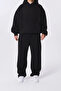 Adjustable Leg Oversize 3 Thread Raised Winter High Waist Sweatpants Black Gray Anthracite - 5