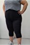 Black Capri Length Knee-Length Elastic Waist Combed Viscose Leggings - 6