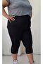 Black Capri Length Knee-Length Elastic Waist Combed Viscose Leggings - 5