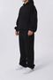 Adjustable Leg Oversize 3 Thread Raised Winter High Waist Sweatpants Black Gray Anthracite - 3