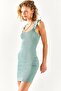 Women's Green Strap Frilly Lycra Camisole Dress ELB-19001051 - 2