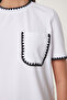 Contrast Striped Knitted T-Shirt White Ltp0013 - 4