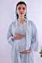 Effortt Blue Scalloped Dressing Gown Nightgown Set - 2