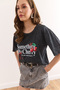Women's Anthracite Cherry Washed T-Shirt Tsh-19000883 - 4
