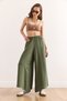 Women's Khaki Waist Thick Banded Flowy Skirt Pants Pnt-19000330 - 5
