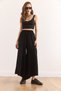 Women's Black Waist Thick Banded Flowy Skirt Pants Pnt-19000330 - 2