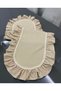 Beige Color Duck Linen Fabric Frilly Runner X 6 Piece Plate Set (Custom Color Made) - 2